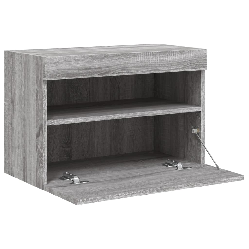 Szürke sonoma színű fali TV-szekrény LED-ekkel 60x30x40 cm 8