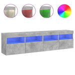 2 db betonszürke fali TV-szekrény LED-del 80x30x40 cm 2