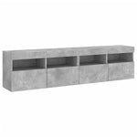 2 db betonszürke fali TV-szekrény LED-del 80x30x40 cm 3