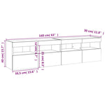 2 db betonszürke fali TV-szekrény LED-del 80x30x40 cm 18