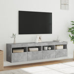 2 db betonszürke fali TV-szekrény LED-del 80x30x40 cm 5