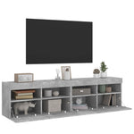 2 db betonszürke fali TV-szekrény LED-del 80x30x40 cm 7