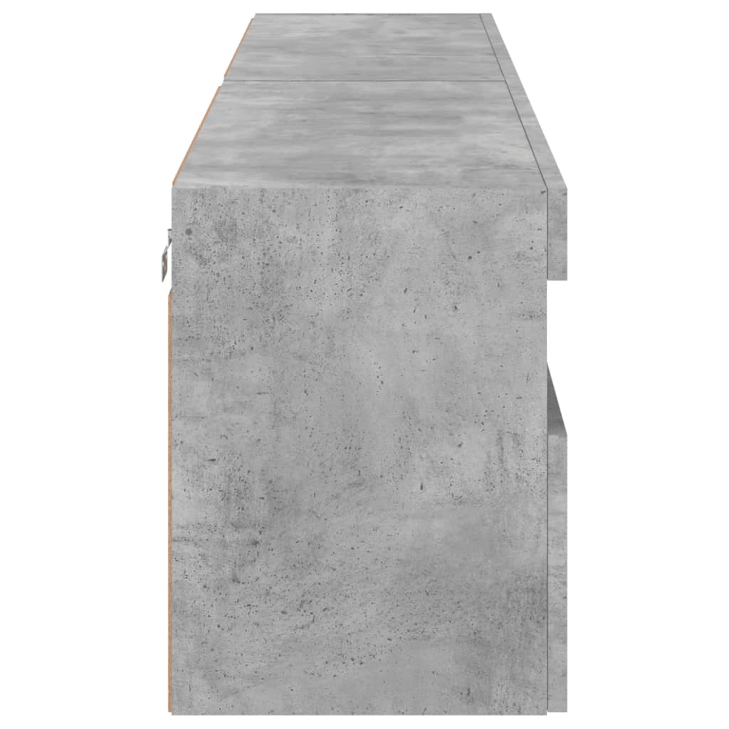 2 db betonszürke fali TV-szekrény LED-del 80x30x40 cm 10