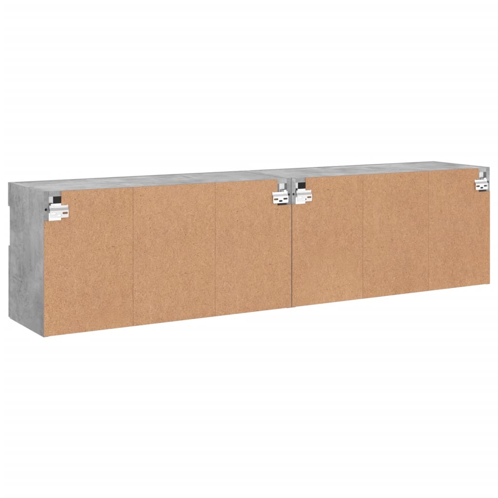 2 db betonszürke fali TV-szekrény LED-del 80x30x40 cm 11