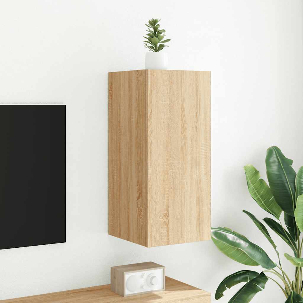 Sonoma tölgy színű fali TV-szekrény LED-ekkel 30,5x35x70 cm 5