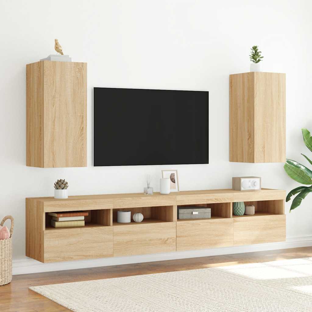 Sonoma tölgy színű fali TV-szekrény LED-ekkel 30,5x35x70 cm 6