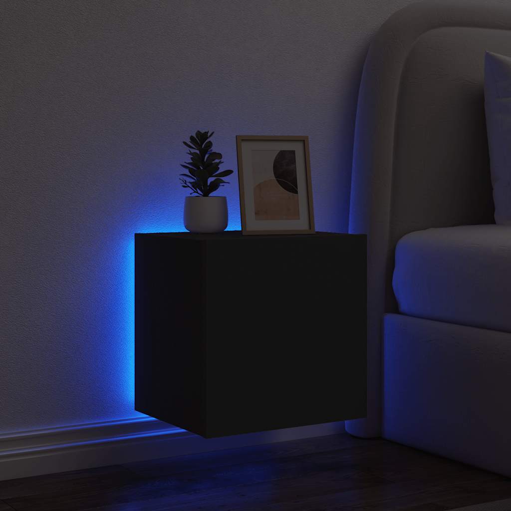 Fekete fali TV-szekrény LED-világítással 40,5x35x40 cm 4