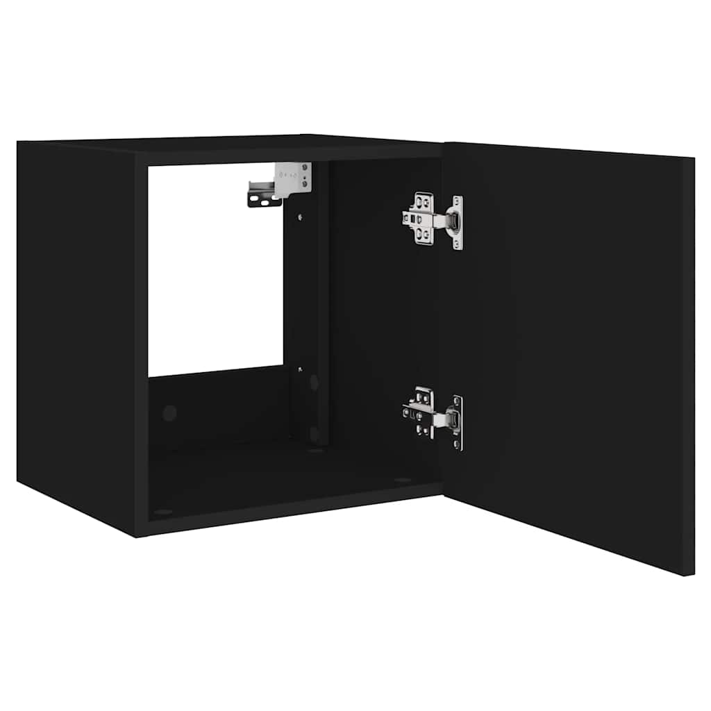 Fekete fali TV-szekrény LED-világítással 40,5x35x40 cm 8