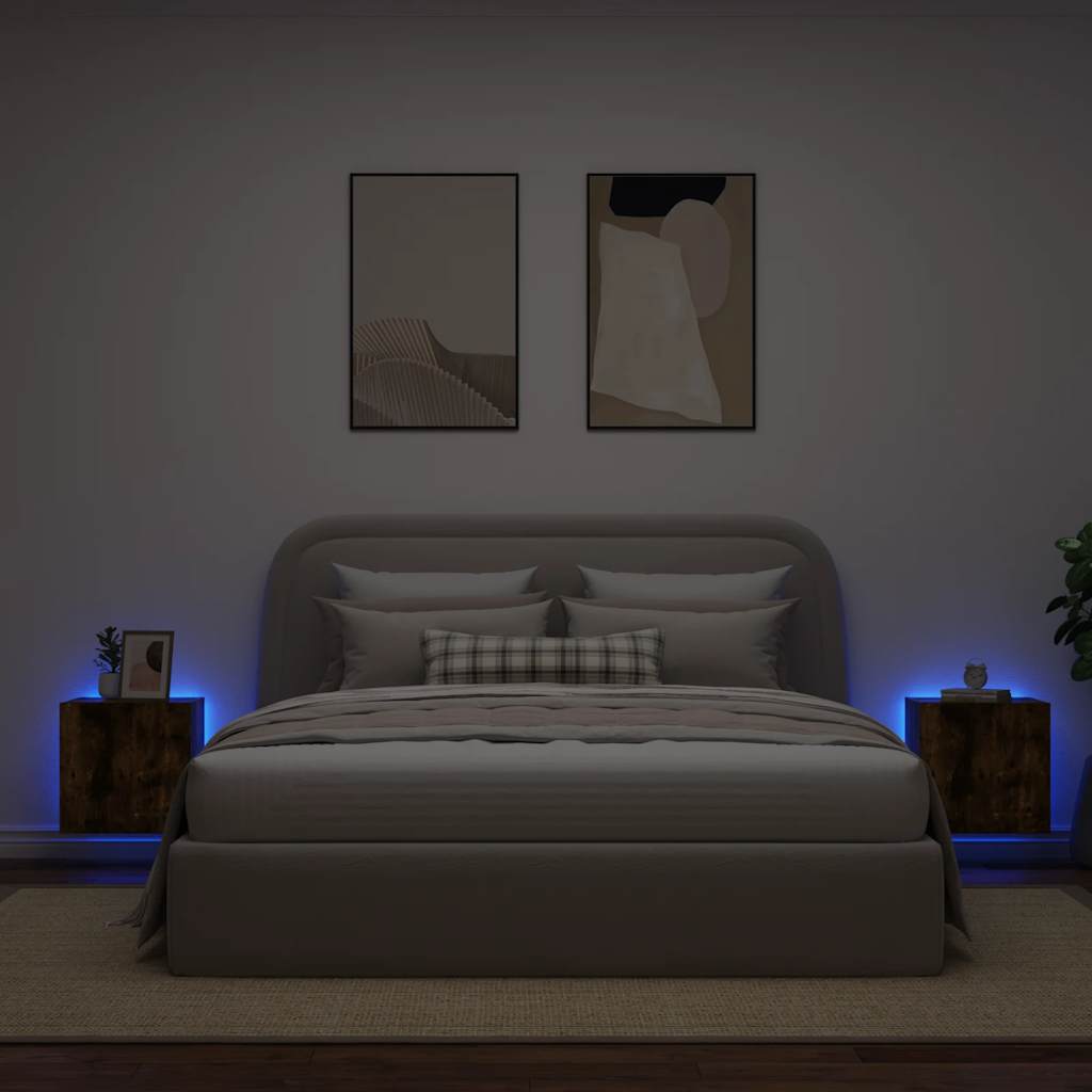 2 db füstös tölgy fali TV-szekrény LED-ekkel 40,5x35x40 cm 3
