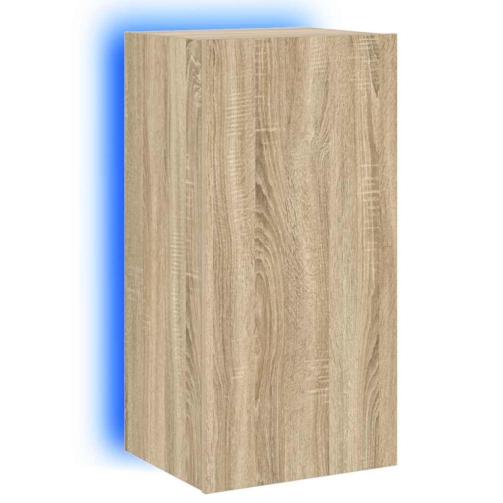 Sonoma tölgy színű fali TV-szekrény LED-ekkel 40,5x35x80 cm 2