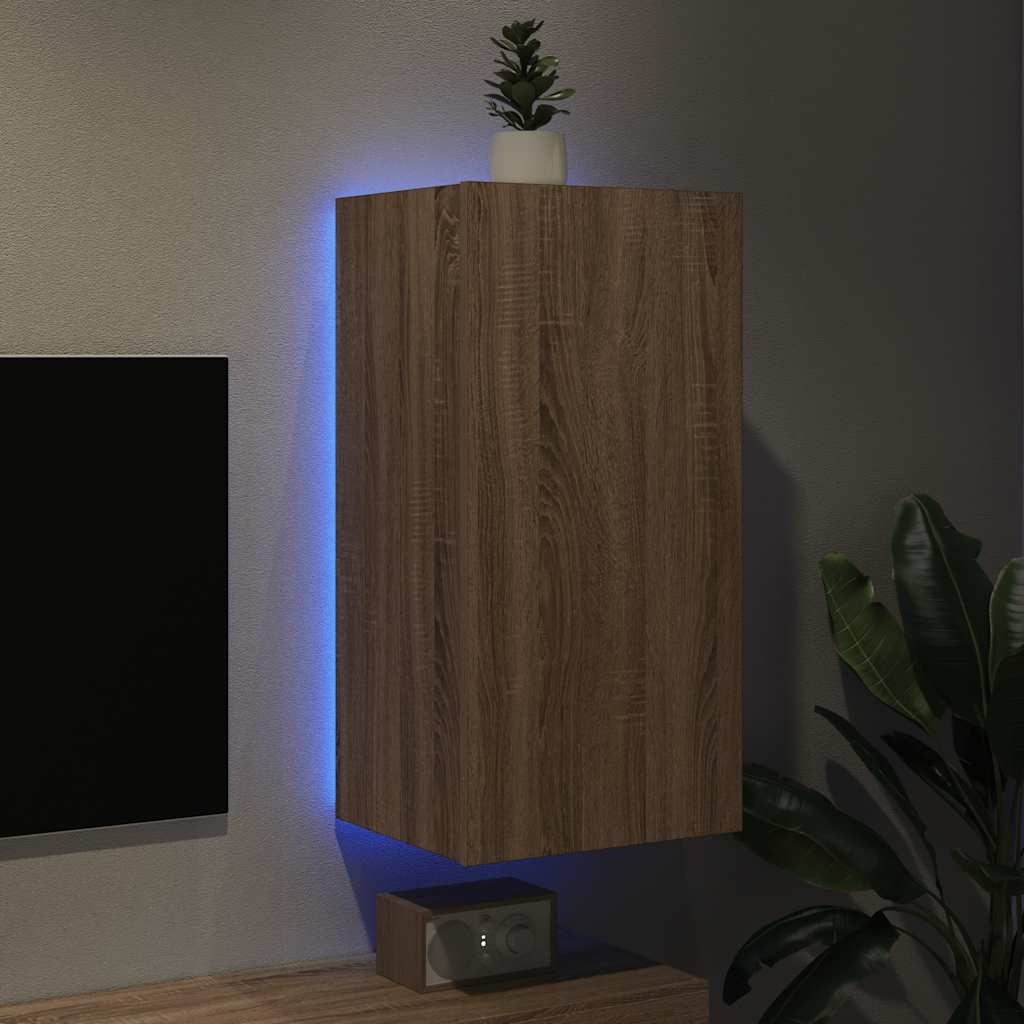 Sonoma tölgy színű fali TV-szekrény LED-ekkel 40,5x35x80 cm 3