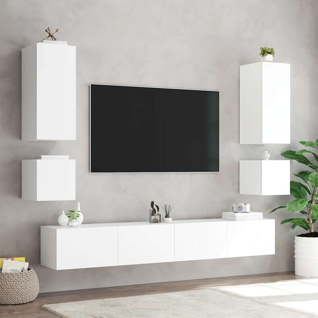 Fehér fali TV-szekrény LED-világítással 100 x 35 x 31 cm 6