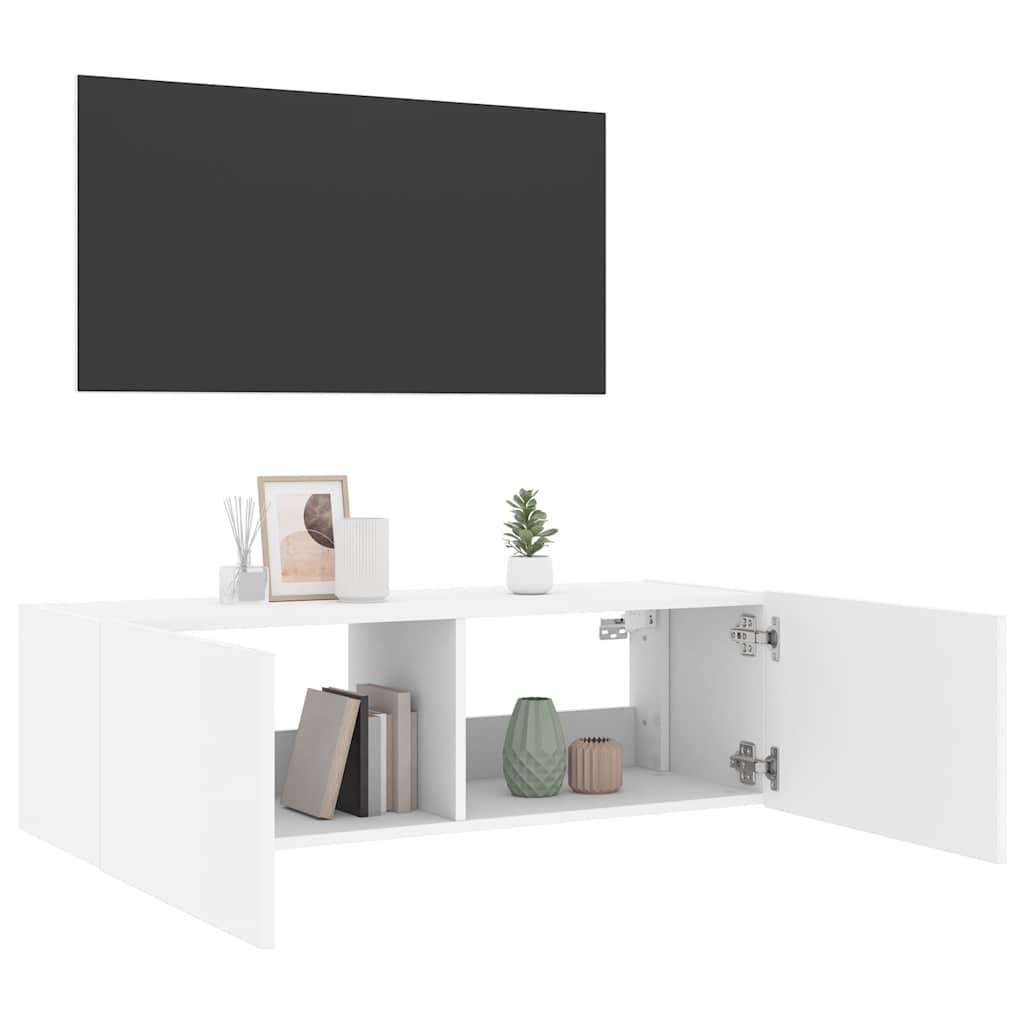 Fehér fali TV-szekrény LED-világítással 100 x 35 x 31 cm 7
