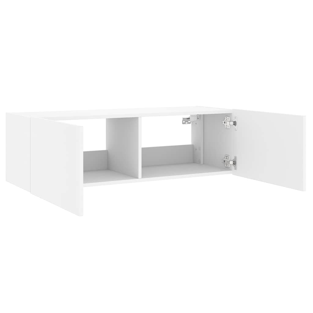 Fehér fali TV-szekrény LED-világítással 100 x 35 x 31 cm 8