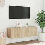 Sonoma tölgy színű fali TV-szekrény LED-ekkel 100 x 35 x 31 cm 5