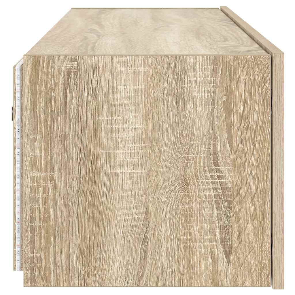 Sonoma tölgy színű fali TV-szekrény LED-ekkel 100 x 35 x 31 cm 10