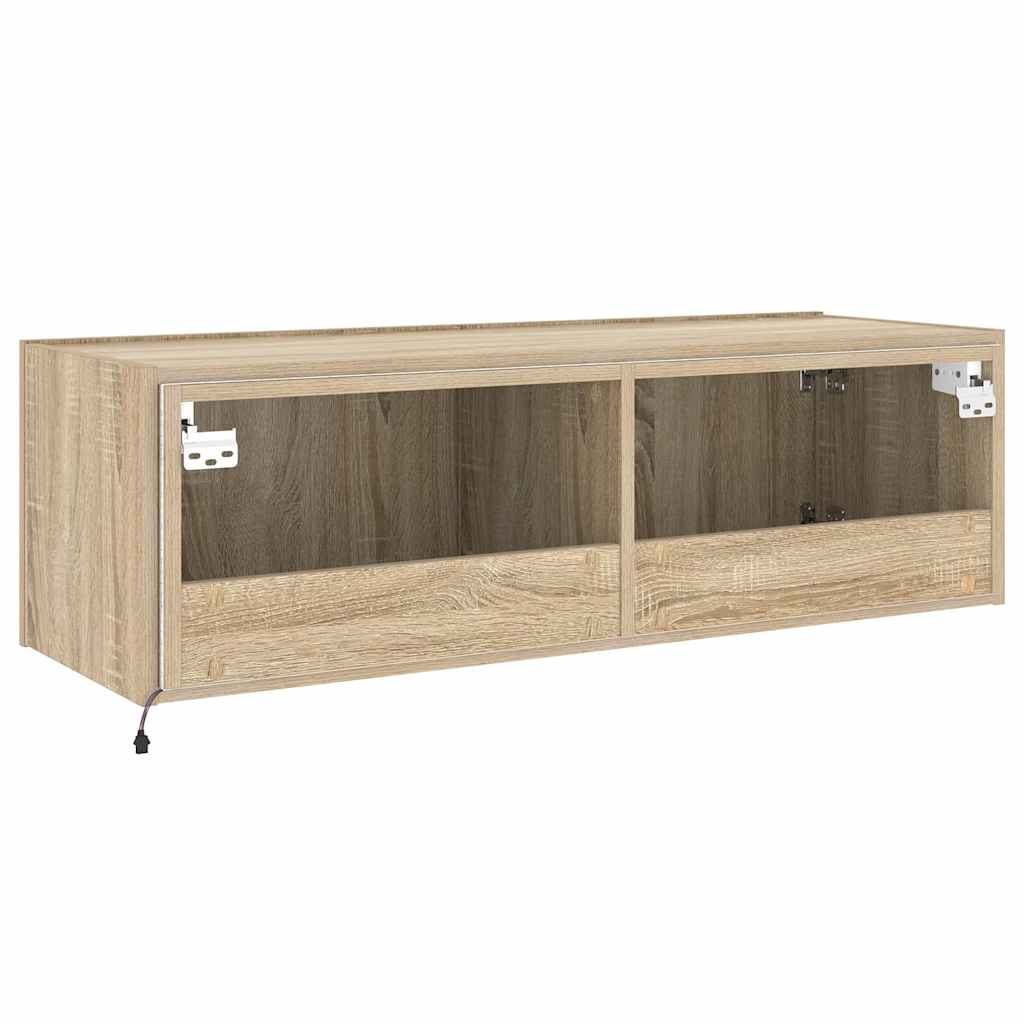 Sonoma tölgy színű fali TV-szekrény LED-ekkel 100 x 35 x 31 cm 11