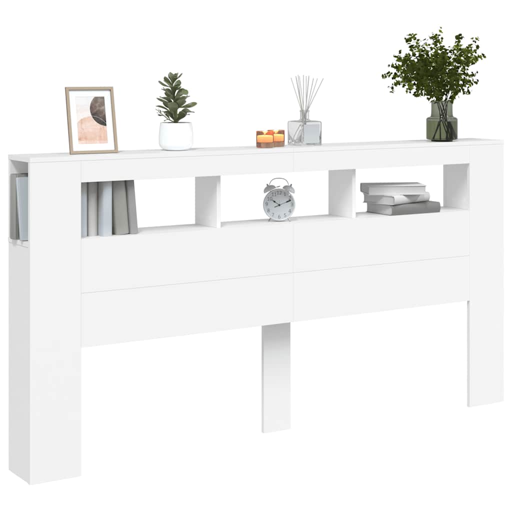 Fehér szerelt fa LED-es fejtámla 200 x 18,5 x 103,5 cm 13