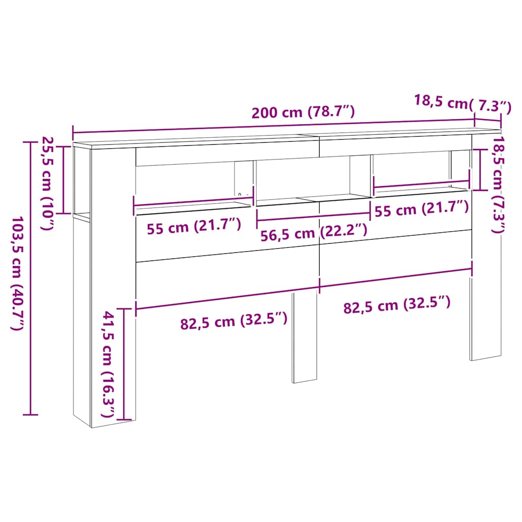 Fehér szerelt fa LED-es fejtámla 200 x 18,5 x 103,5 cm 15