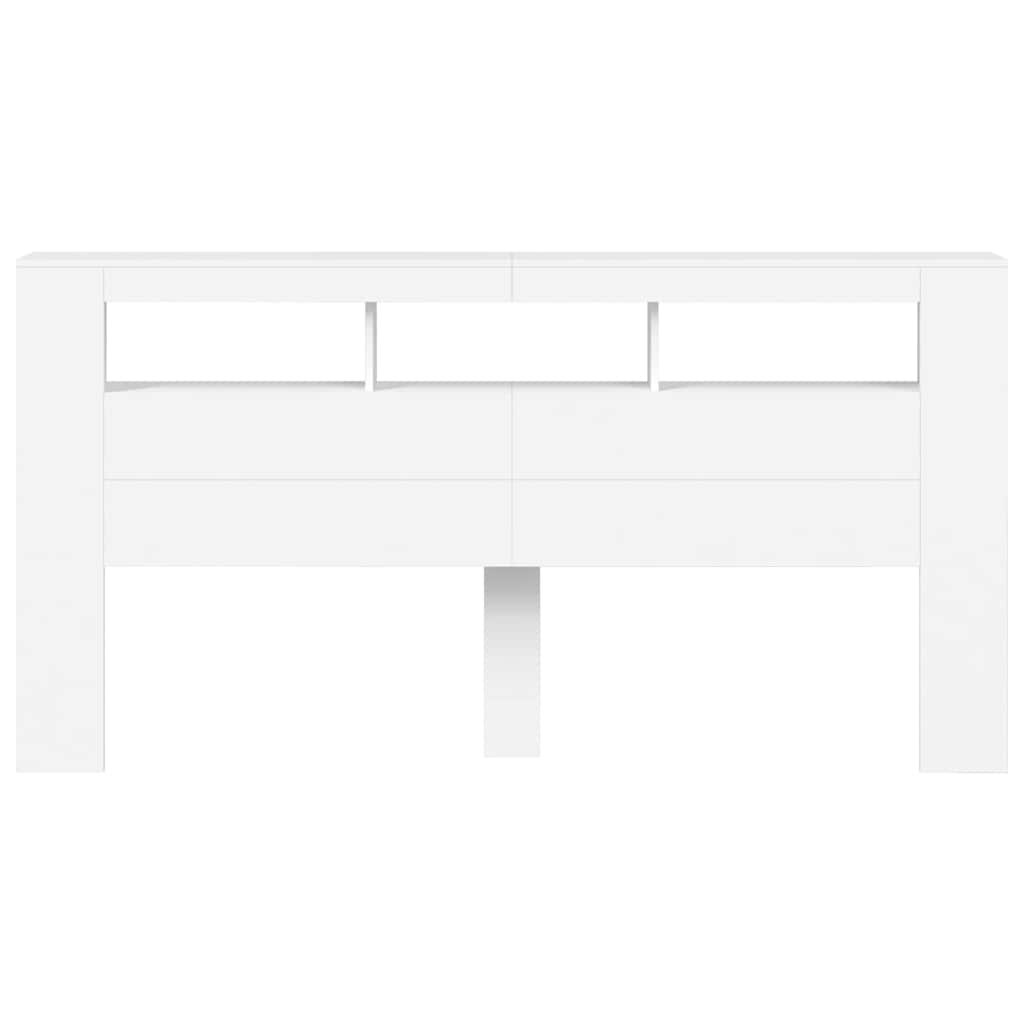 Fehér szerelt fa LED-es fejtámla 200 x 18,5 x 103,5 cm 6