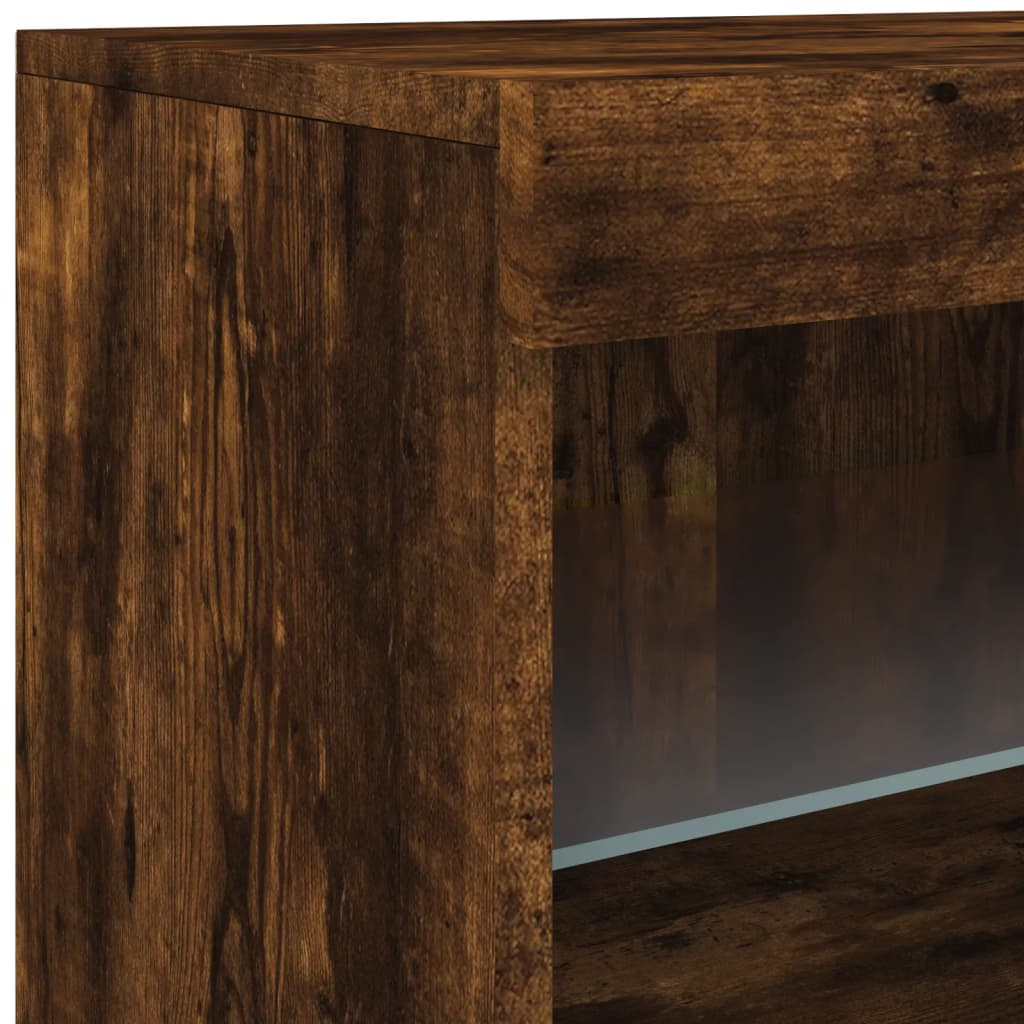 Füstös tölgy színű tálalószekrény LED-ekkel 162 x 37 x 67 cm 12