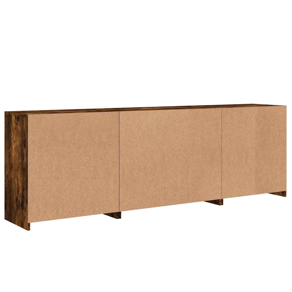 Füstös tölgy színű tálalószekrény LED-ekkel 202x37x67 cm 9