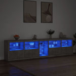 Betonszürke tálalószekrény LED-világítással 283x37x67 cm 3