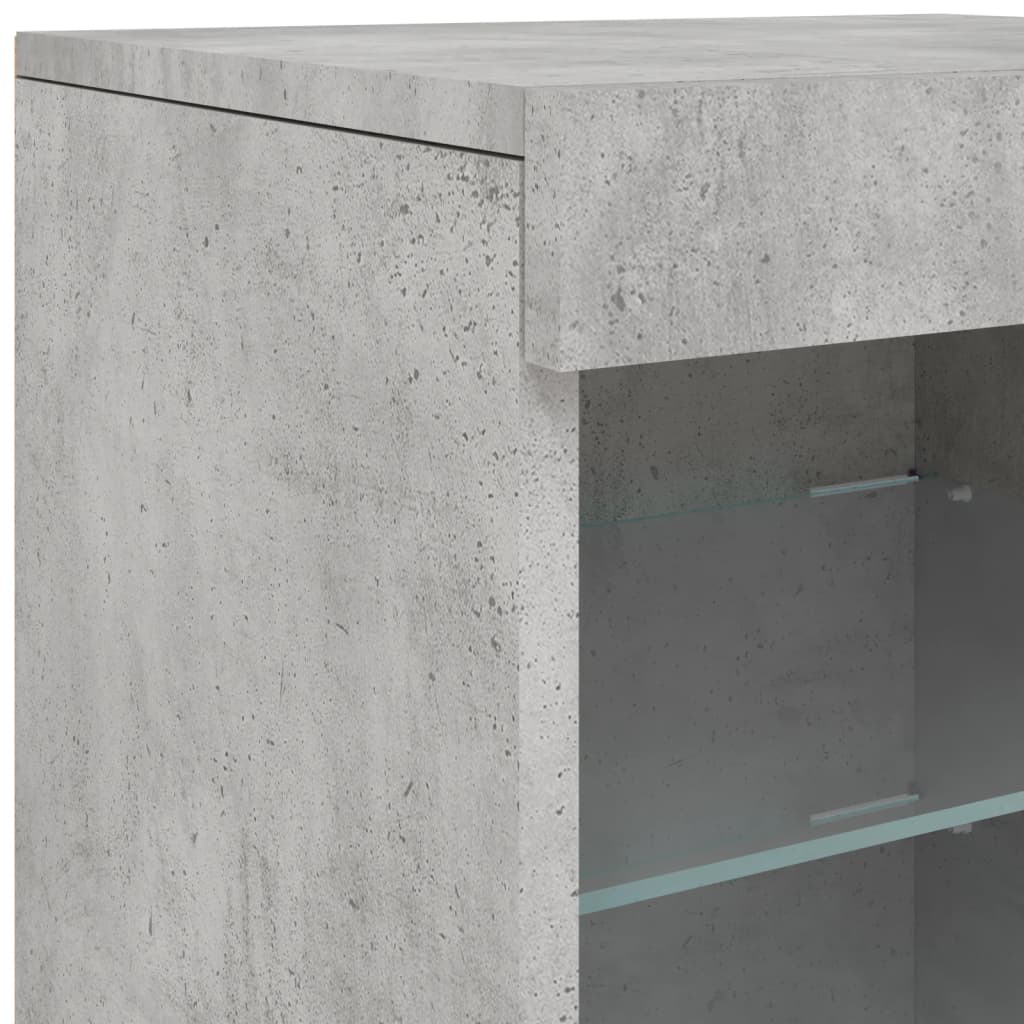 Betonszürke tálalószekrény LED-világítással 283x37x67 cm 15