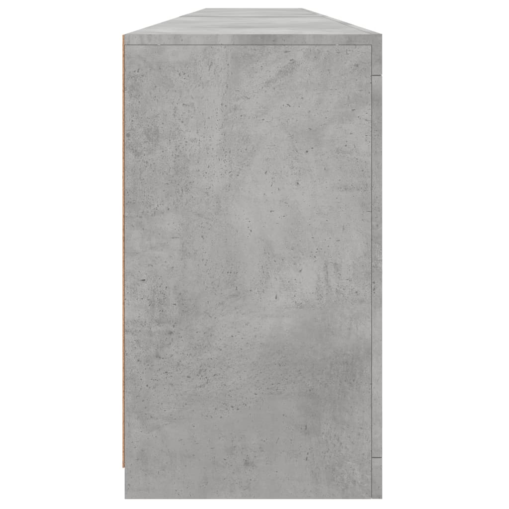 Betonszürke tálalószekrény LED-világítással 283x37x67 cm 8