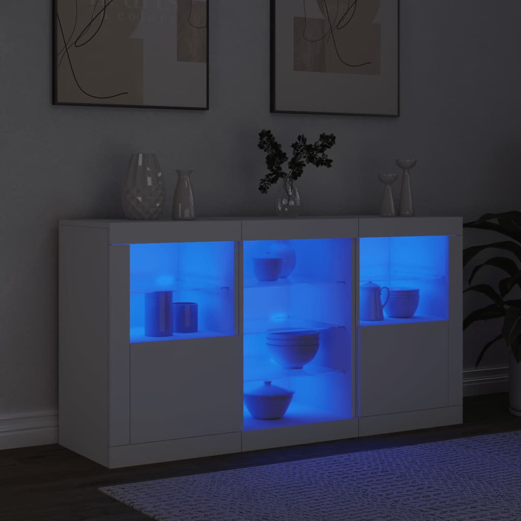 Fehér tálalószekrény LED-világítással 123 x 37 x 67 cm 4