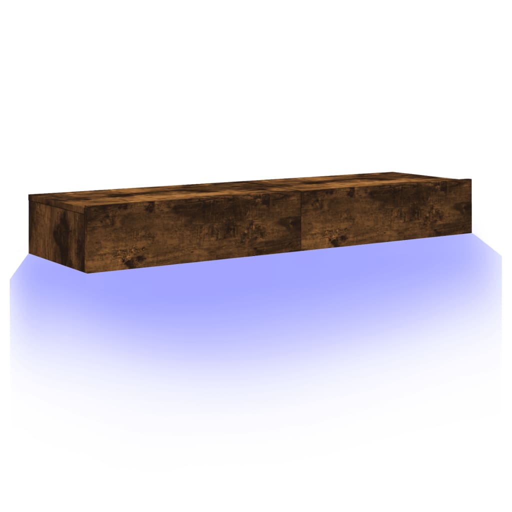 2 db füstös tölgy színű TV-szekrény LED fénnyel 60x35x15,5 cm 6