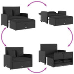 2 személyes fekete polyrattan kerti kanapé párnával 5