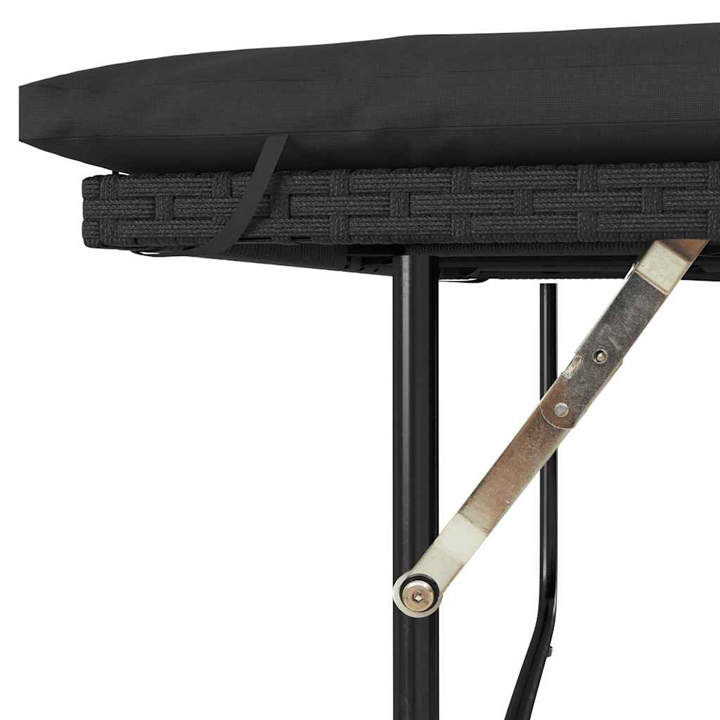 2 személyes fekete polyrattan kerti kanapé párnával 10