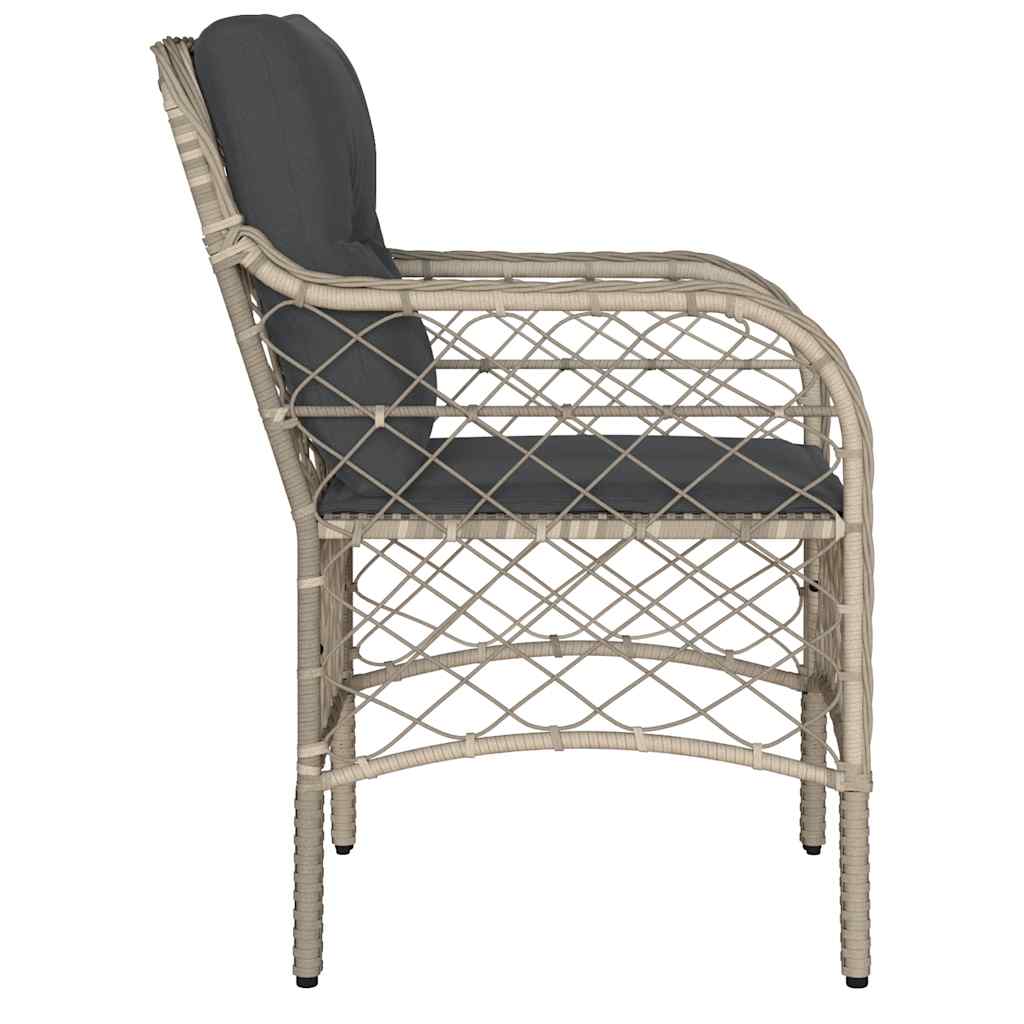 2 db világosszürke polyrattan kerti szék párnával 6