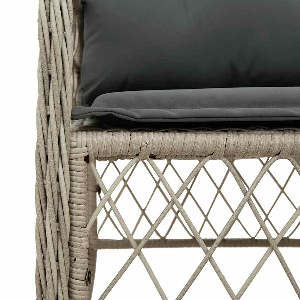 2 db világosszürke polyrattan kerti szék párnával 8
