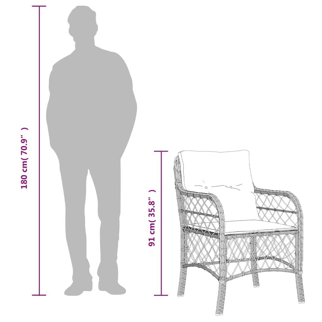 2 db világosszürke polyrattan kerti szék párnával 9