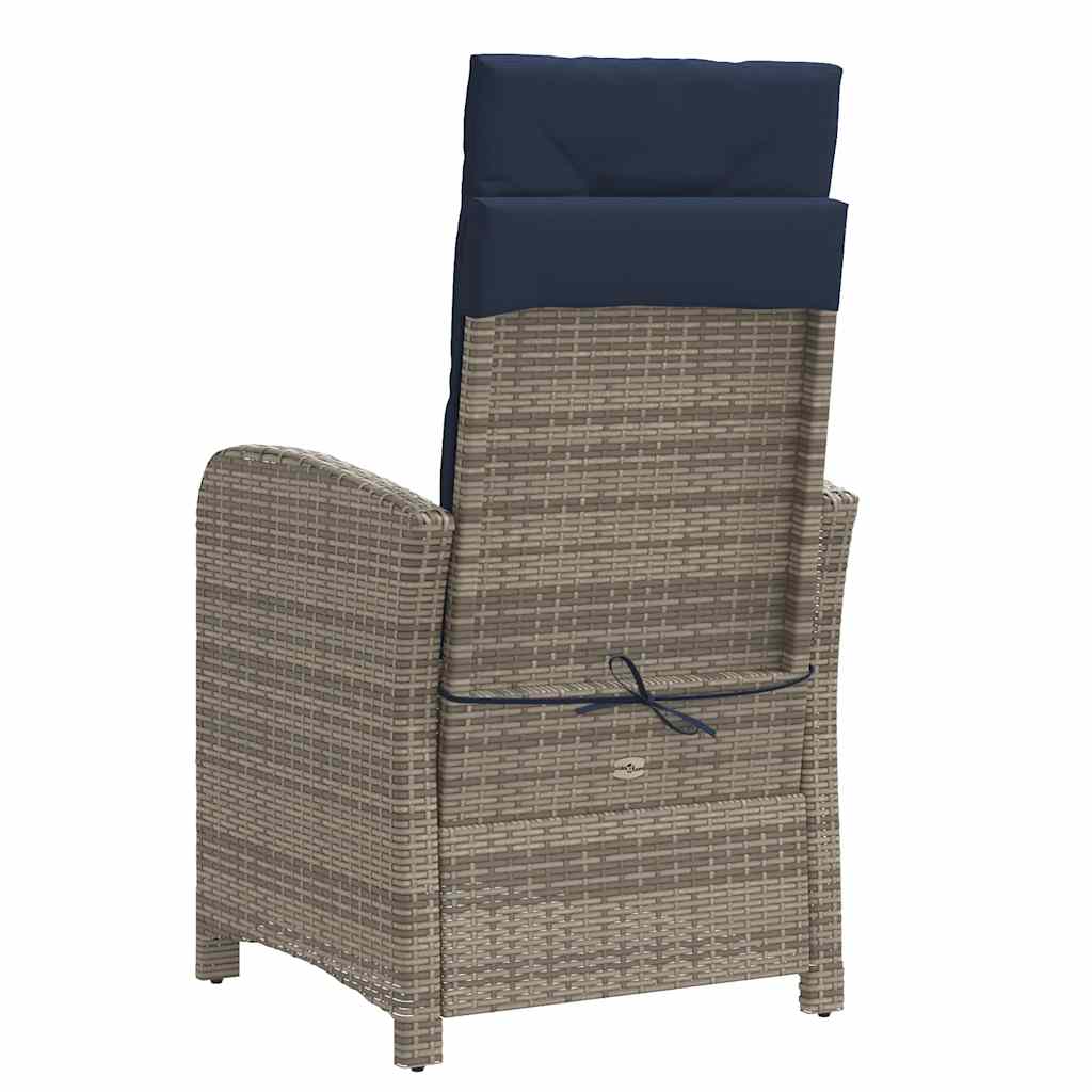 Szürke polyrattan dönthető kerti szék lábtartóval 6