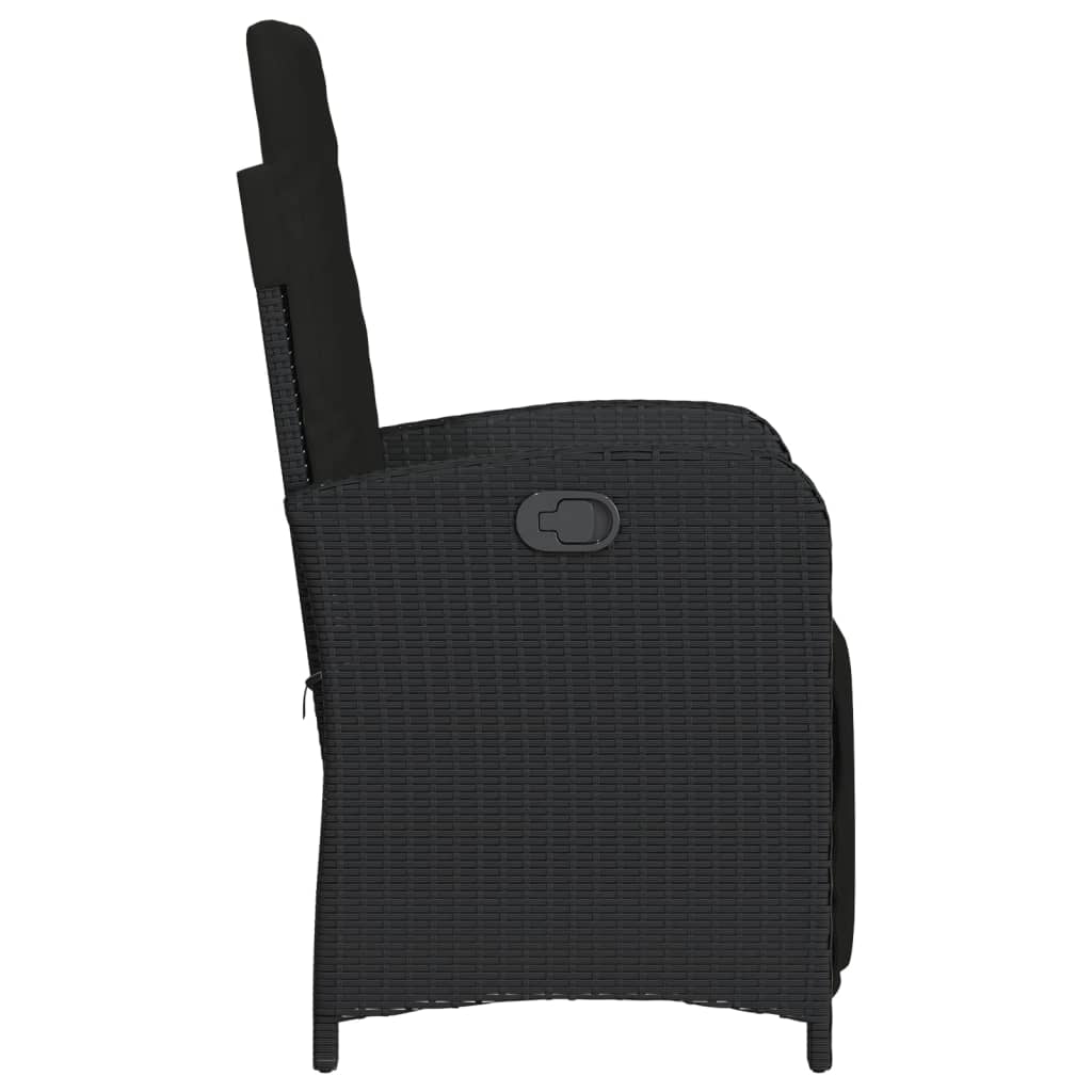 3 részes fekete polyrattan bisztrógarnitúra párnával 6