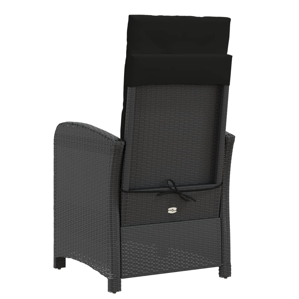 3 részes fekete polyrattan bisztrógarnitúra párnával 7