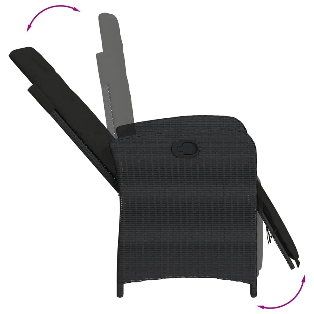 3 részes fekete polyrattan bisztrógarnitúra párnával 8