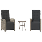 3 részes szürke polyrattan bisztrógarnitúra párnákkal 2