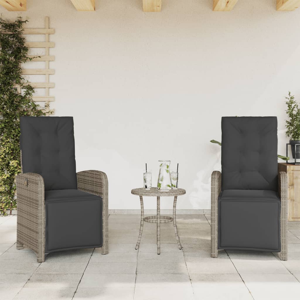 3 részes szürke polyrattan bisztrógarnitúra párnákkal 3