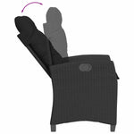 2 db fekete polyrattan dönthető kerti szék párnával 8