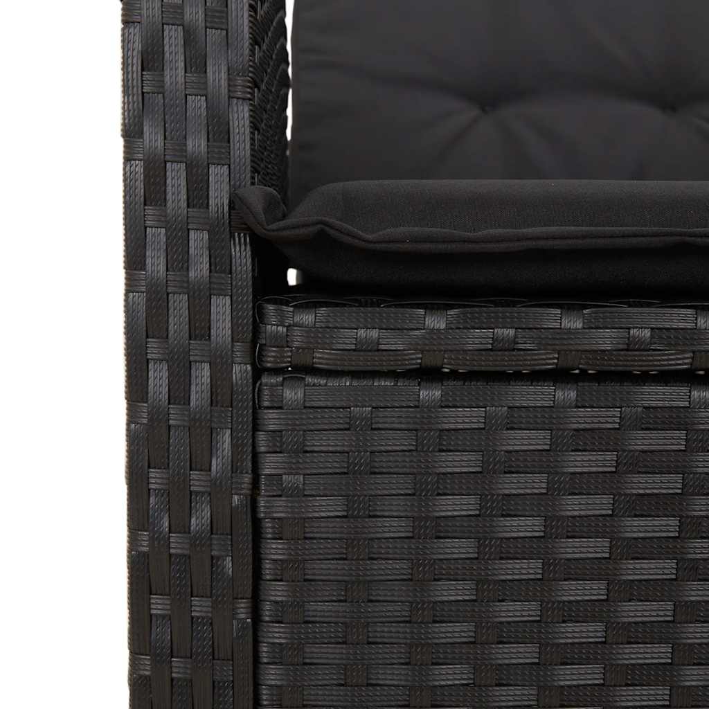 2 db fekete polyrattan dönthető kerti szék párnával 10