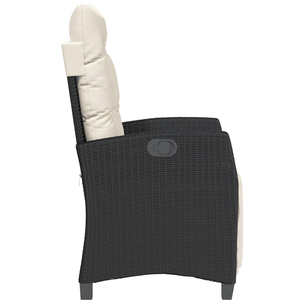 3 részes fekete polyrattan bisztrógarnitúra párnával 6