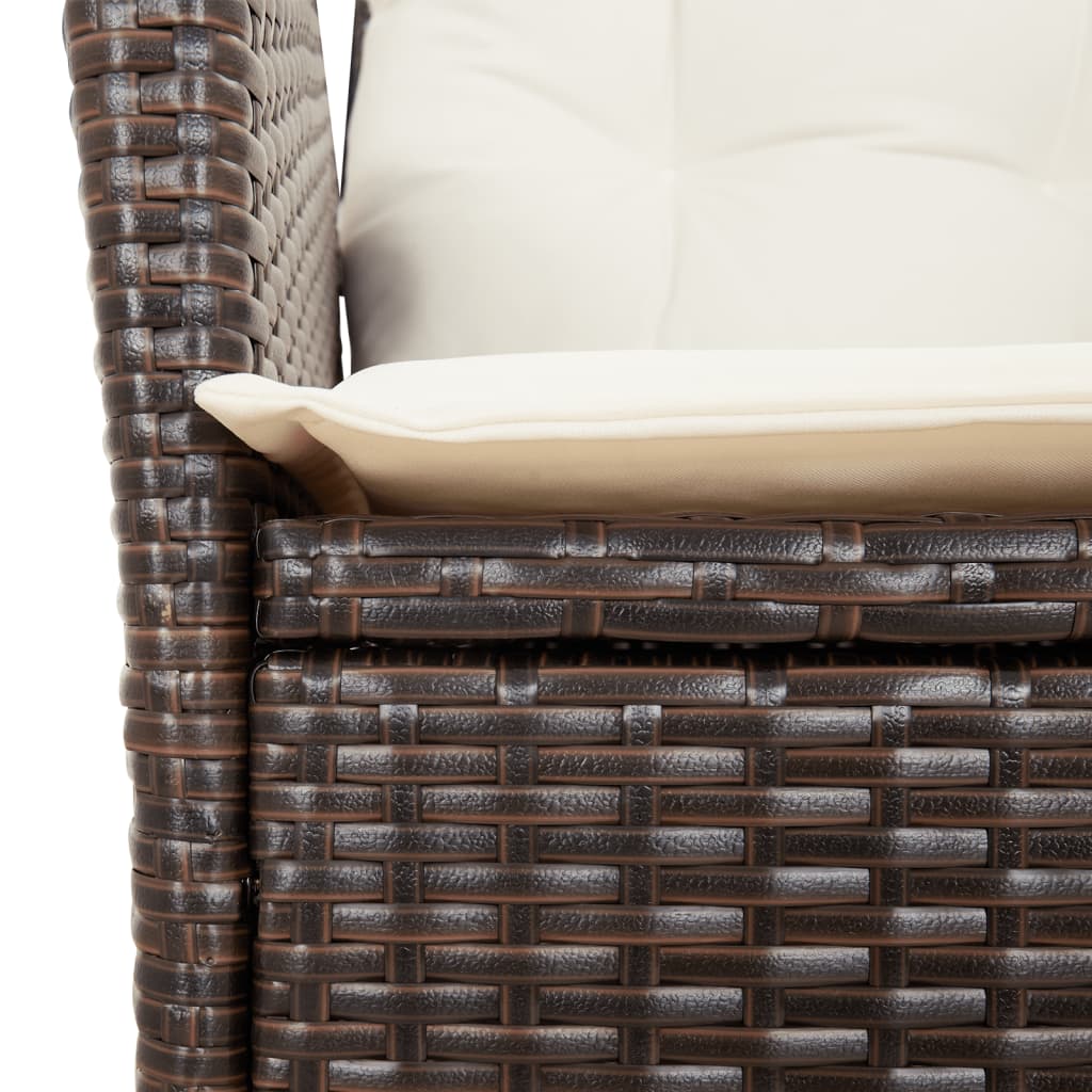 3 részes barna polyrattan bisztrógarnitúra párnákkal 12
