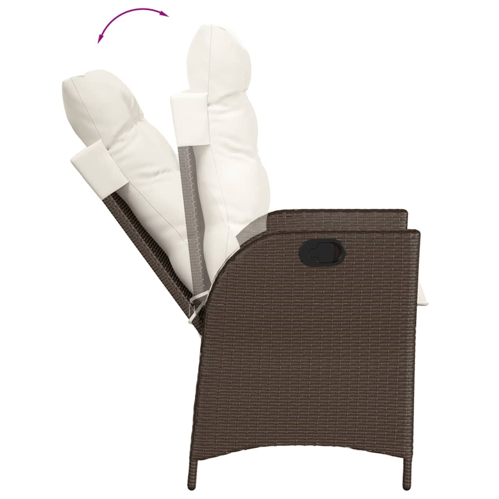 3 részes barna polyrattan bisztrógarnitúra párnákkal 8