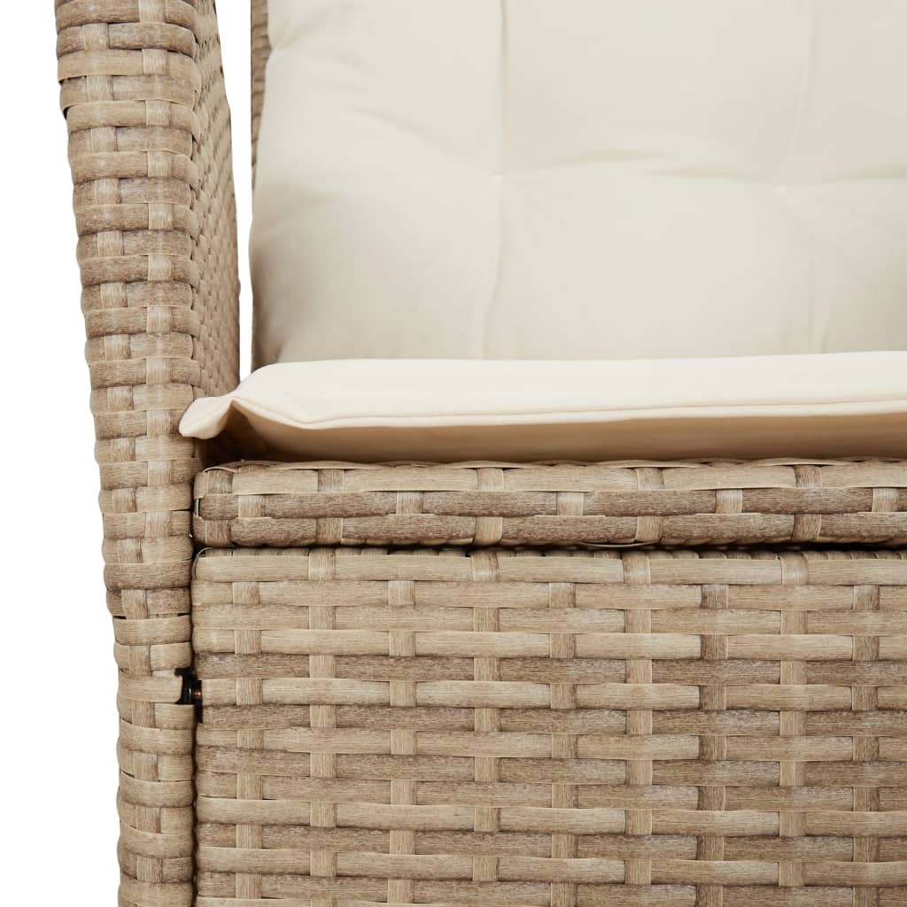 3 részes bézs polyrattan bisztrógarnitúra párnával 12