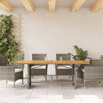 Szürke polyrattan akácfa lapos kerti asztal 190 x 80 x 74 cm 3
