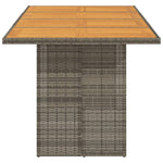 Szürke polyrattan akácfa lapos kerti asztal 190 x 80 x 74 cm 4
